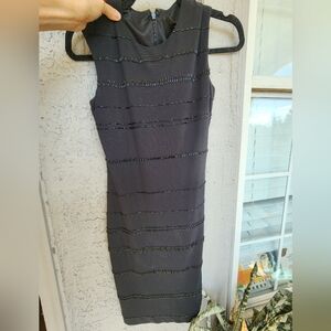 Laundry By Shelli Segal Elegant Black Beaded Sleeveless Dress Sz 4.